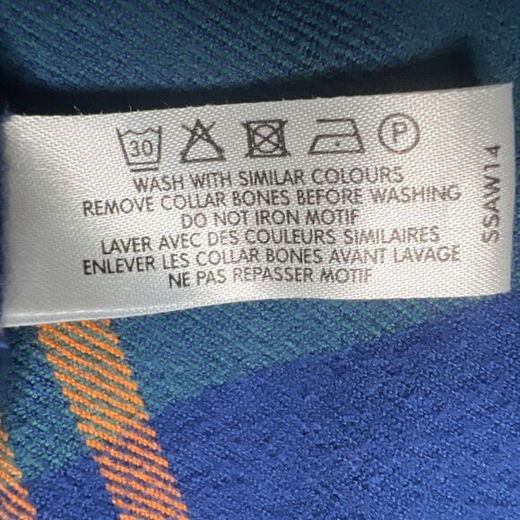 Thomas Pink Casual Flannel Button Up Shirt Men's Size Large Blue Green London - Picture 7 of 8